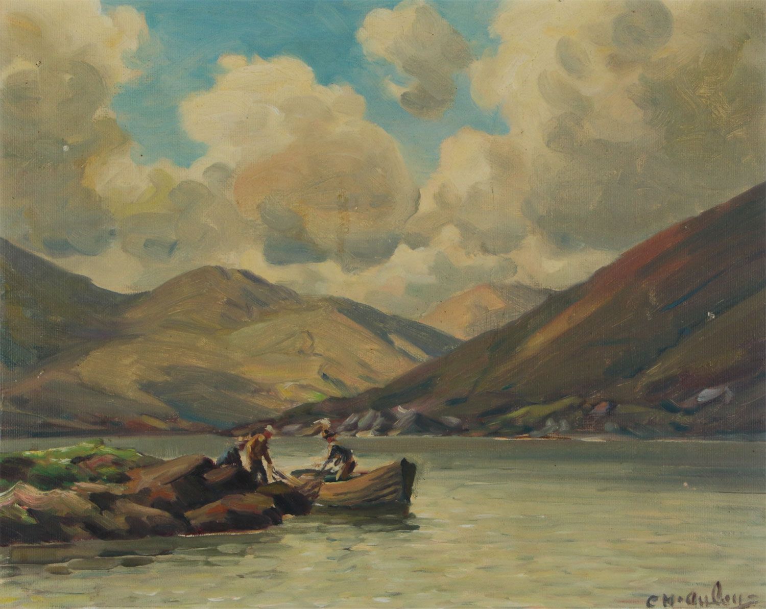 FISHERMEN, COUNTY GALWAY by Charles McAuley at Ross's Online Art Auctions
