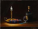 STILL LIFE, CANDLE AND WINE by Quinton O'Hara at Ross's Online Art Auctions