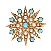 9CT GOLD SEED PEARL & TURQUOISE BROOCH/PENDANT at Ross's Online Art Auctions