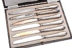 CASED SET OF SILVER HANDLED BUTTER KNIVES at Ross's Online Art Auctions