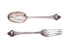 CASED SILVER FORK & SPOON at Ross's Online Art Auctions