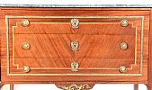 TWENTIETH CENTURY INLAID MAHOGANY MARBLE TOP CHEST at Ross's Online Art Auctions