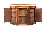 VICTORIAN INLAID ROSEWOOD MARBLE TOP CREDENZA at Ross's Online Art Auctions