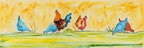 CHICKENS FEEDING by Anne Michael at Ross's Online Art Auctions
