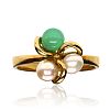14CT GOLD PEARL & DIAMOND RING at Ross's Online Art Auctions