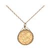 9CT GOLD MOUNTED FULL SOVEREIGN & CHAIN at Ross's Online Art Auctions