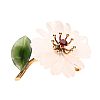 18CT GOLD WHITE & GREEN JADE FLOWER BROOCH at Ross's Online Art Auctions