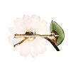 18CT GOLD WHITE & GREEN JADE FLOWER BROOCH at Ross's Online Art Auctions
