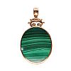9CT ROSE GOLD MALACHITE & AGATE FOB PENDANT at Ross's Online Art Auctions