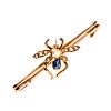 9CT GOLD SAPPHIRE & SEED PEARL DRAGONFLY BROOCH at Ross's Online Art Auctions