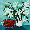 STILL LIFE , LILLIES AND APPLES by Desmond Kinney at Ross's Online Art Auctions