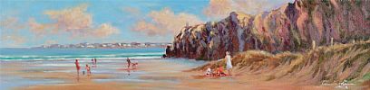 ON THE BEACH AT DOWNHILL by William Cunningham at Ross's Online Art Auctions