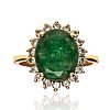 14CT GOLD EMERALD & DIAMOND CLUSTER RING at Ross's Online Art Auctions