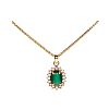GOLD EMERALD & CUBIC ZIRCONIA & 14CT GOLD CHAIN at Ross's Online Art Auctions