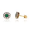 18CT GOLD SIVER BACKED EMERALD & DIAMOND EARRINGS at Ross's Online Art Auctions