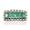 18CT WHITE GOLD EMERALD & DIAMOND RING at Ross's Online Art Auctions