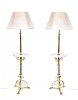 FINE PAIR OF VICTORIAN BRASS STANDARD LAMPS & SHADES at Ross's Online Art Auctions