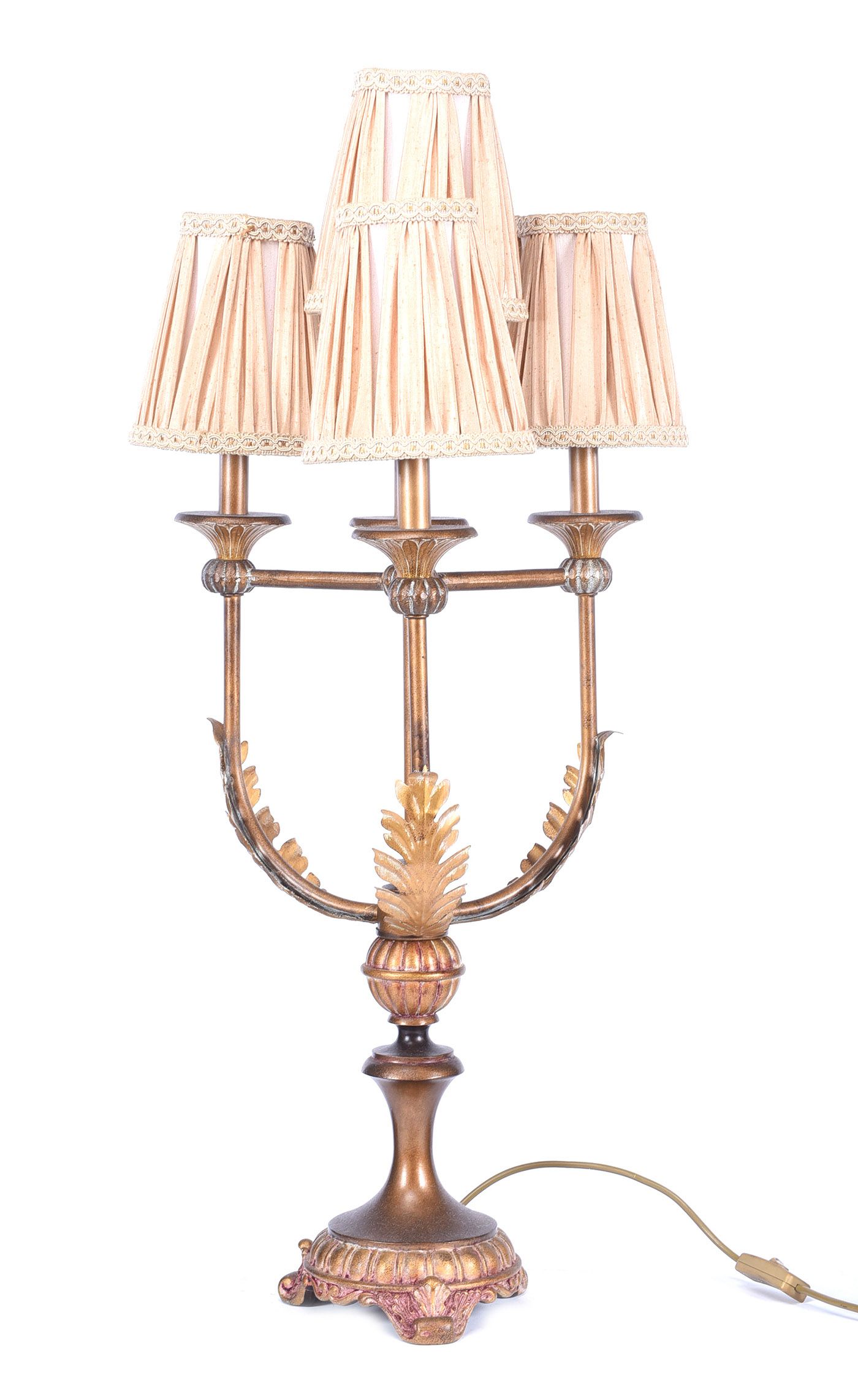 FINE PAIR OF FOUR BRANCH GILT METAL TABLE LAMPS at Ross's Online Art Auctions