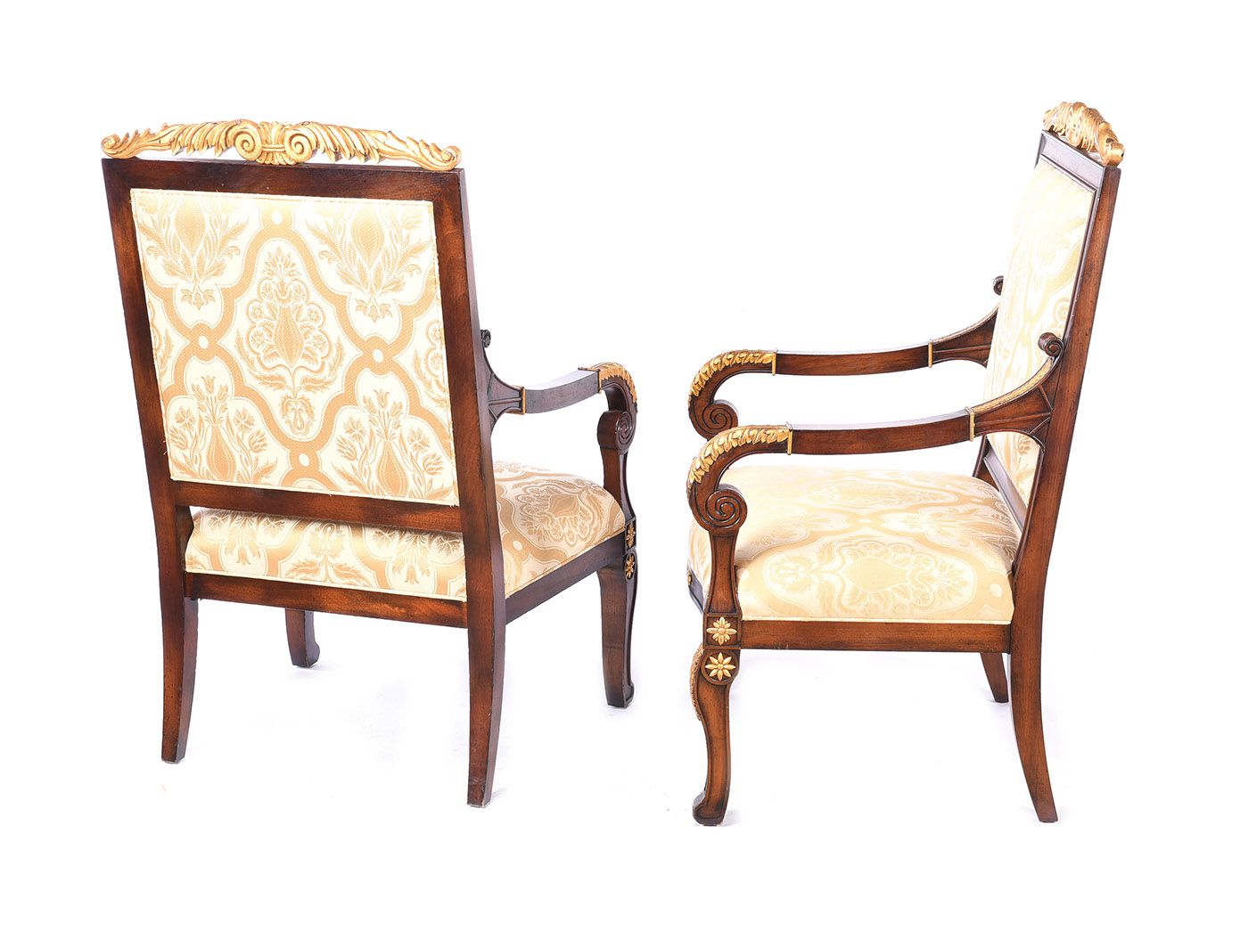 FINE PAIR OF PARCEL GILT & MAHOGANY ARMCHAIRS at Ross's Online Art Auctions