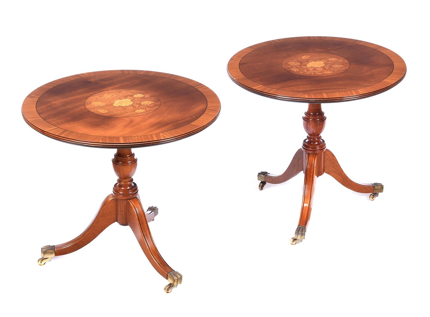 PAIR OF INLAID MAHOGANY LAMP TABLES at Ross's Online Art Auctions