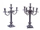 PAIR OF EMPIRE STYLE METAL CANDLEABRA at Ross's Online Art Auctions