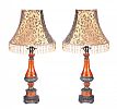 FINE PAIR OF AMBER GLASS TABLE LAMPS & SHADES at Ross's Online Art Auctions