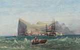 SHIPPING OFF GIBRALTAR by Andrew Nicholl RHA at Ross's Online Art Auctions
