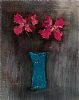 PINK FLOWERS IN A BLUE VASE by Colin Flack at Ross's Online Art Auctions