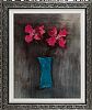 PINK FLOWERS IN A BLUE VASE by Colin Flack at Ross's Online Art Auctions