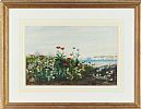 BANK OF WILD FLOWERS ON THE NORTH COAST by Andrew Nicholl RHA at Ross's Online Art Auctions