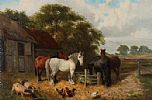 HORSES IN A FARM YARD by Samuel Joseph Clark at Ross's Online Art Auctions