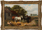 HORSES IN A FARM YARD by Samuel Joseph Clark at Ross's Online Art Auctions