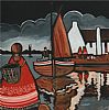 DARK SKY SERIES - PREPARING THE BOAT by J.P. Rooney at Ross's Online Art Auctions