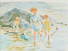 CHILDREN FISHING BY THE ROCKS by Maurice Canning Wilks ARHA RUA at Ross's Online Art Auctions