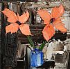 ORANGE FLOWERS IN A BLUE VASE by Colin Flack at Ross's Online Art Auctions