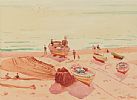 FISHING BOATS, MORNING LIGHT, FUENGIROLA, SPAIN by Robert Taylor Carson RUA at Ross's Online Art Auctions