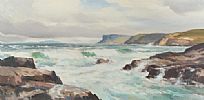 ROUGH SEAS AT BALLYCASTLE, COUNTY ANTRIM by Maurice Canning Wilks ARHA RUA at Ross's Online Art Auctions