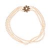 9CT GOLD TRIPLE STRAND OF PEARLS at Ross's Online Art Auctions