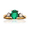 9CT GOLD EMERALD DOUBLET & DIAMOND RING at Ross's Online Art Auctions