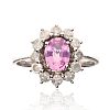 18CT WHITE GOLD PINK SAPPHIRE & DIAMOND RING at Ross's Online Art Auctions