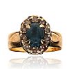 9CT GOLD TOPAZ & CRYSTAL RING at Ross's Online Art Auctions