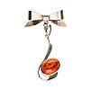 STERLING SILVER BOW BROOCH WITH SILVER AMBER PENDANT at Ross's Online Art Auctions