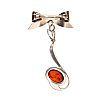 STERLING SILVER BOW BROOCH WITH SILVER AMBER PENDANT at Ross's Online Art Auctions