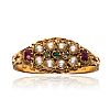 VICTORIAN 15CT GOLD RUBY & SEED PEARL RING at Ross's Online Art Auctions