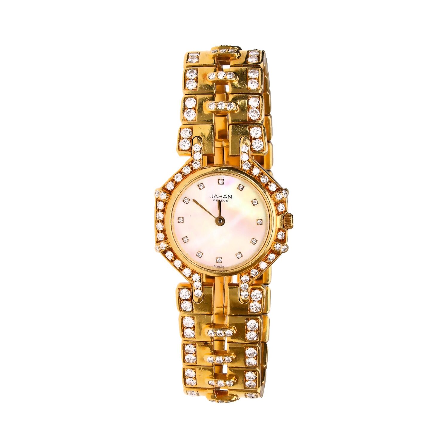 JAHAN 18CT GOLD MOTHER OF PEARL & DIAMOND LADY'S WRISTWATCH at Ross's Online Art Auctions