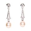 STERLING SILVER CUBIC ZIRCONIA & PEARL EARRINGS at Ross's Online Art Auctions