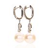 18CT WHITE GOLD SOUTH SEA PEARL & DIAMOND EARRINGS at Ross's Online Art Auctions