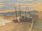 BEACHED BOATS AT SUNSET by Hugh Bellingham Smith at Ross's Online Art Auctions