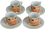 RED SKY AT NIGHT, FOUR ESPRESSO COFFEE CUPS AND SAUCERS by Graham Knuttel at Ross's Online Art Auctions