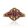 18CT GOLD RUBY & SEED PEARL RING at Ross's Online Art Auctions